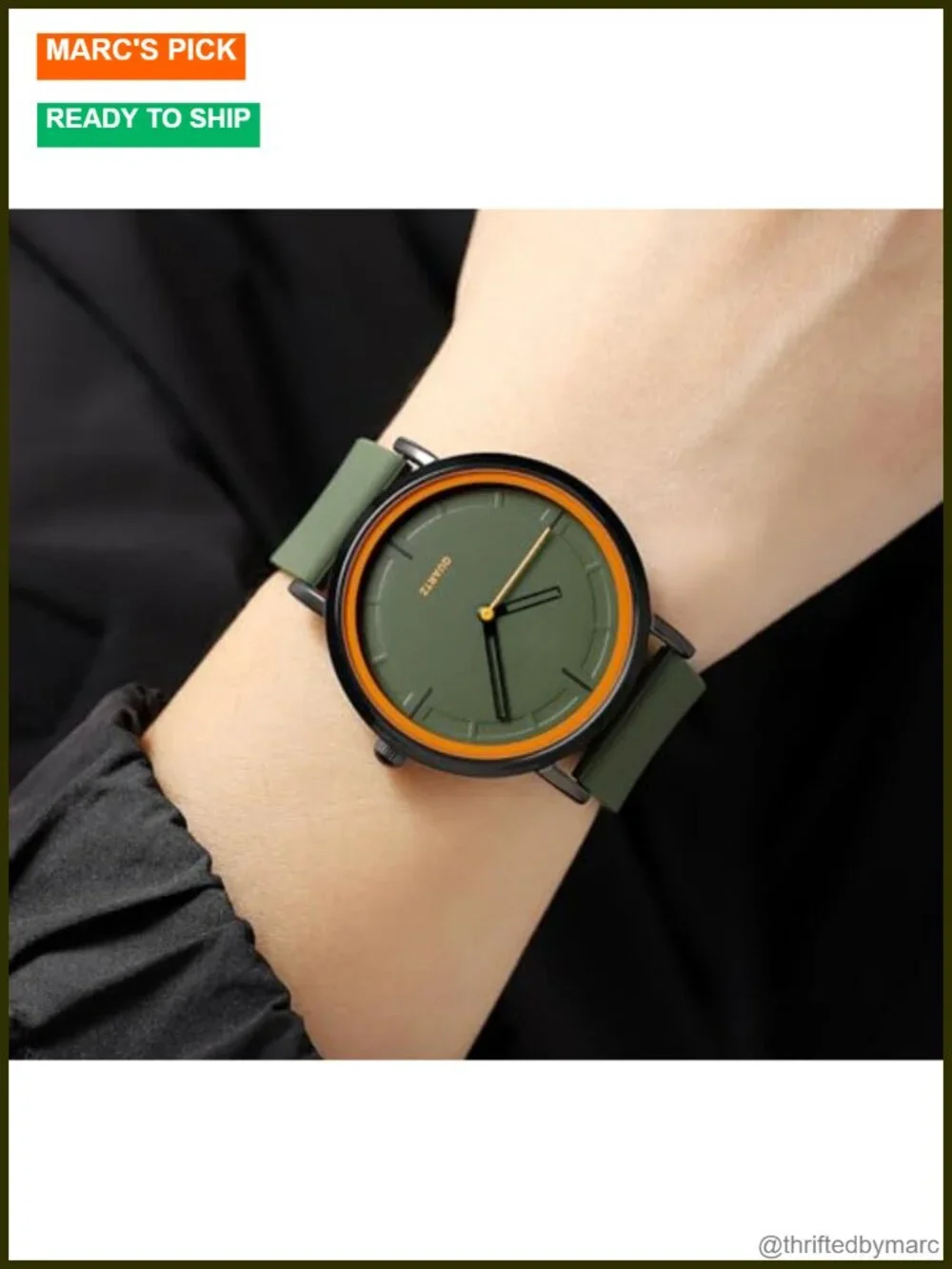 Unisex Minimalist Quartz Wrist Watch Silicone Strap Waterproof 40.5mm